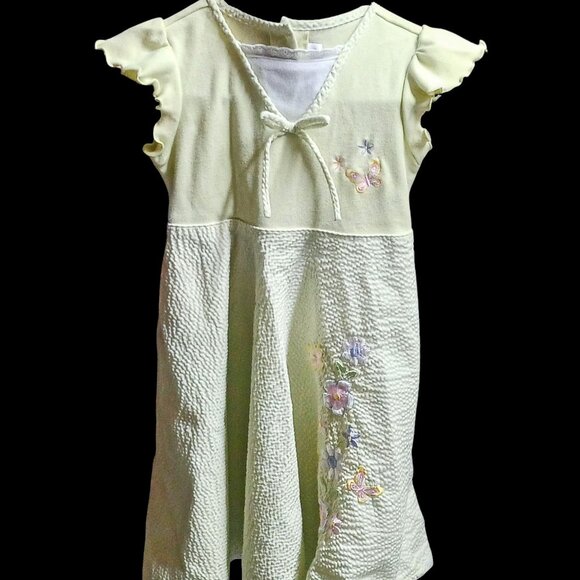 SIZE-6 YOUNGLAND LIGHT GREEN APPLE and WHITE GINGHAM BUTTERFLY DRESS - Picture 1 of 9